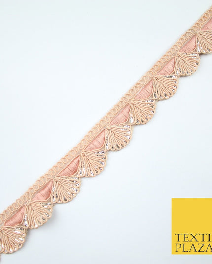 5 COLOURS - Fancy Swag Fan Seashell Scalloped Foil Trim Border Lace - 2.5cm Wide