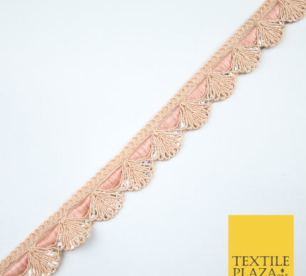 5 COLOURS - Fancy Swag Fan Seashell Scalloped Foil Trim Border Lace - 2.5cm Wide