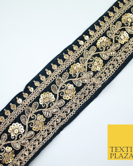 4 COLOURS - Ornate Fancy Embroidered Floral VELVET Trim Border Lace - 6cm Wide