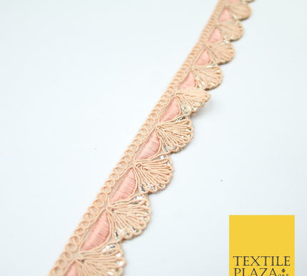 5 COLOURS - Fancy Swag Fan Seashell Scalloped Foil Trim Border Lace - 2.5cm Wide