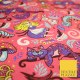 Candy Pink Magical Alice in Wonderland Digital Print 100% Cotton Fabric 8226