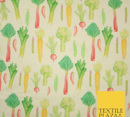 Watercolour Vegetable Veggie Patch 5 A Day Digital Print 100% Cotton Fabric 8222