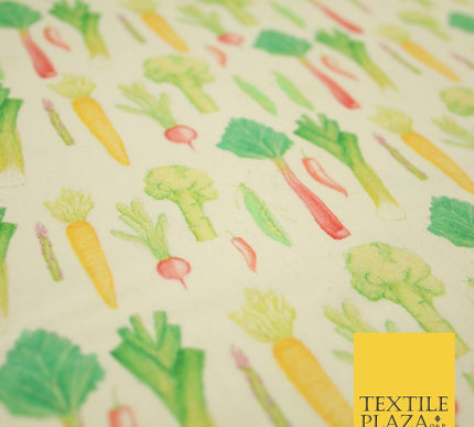 Watercolour Vegetable Veggie Patch 5 A Day Digital Print 100% Cotton Fabric 8222