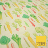 Watercolour Vegetable Veggie Patch 5 A Day Digital Print 100% Cotton Fabric 8222