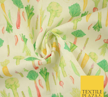 Watercolour Vegetable Veggie Patch 5 A Day Digital Print 100% Cotton Fabric 8222