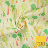 Watercolour Vegetable Veggie Patch 5 A Day Digital Print 100% Cotton Fabric 8222