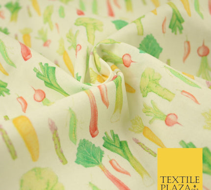 Watercolour Vegetable Veggie Patch 5 A Day Digital Print 100% Cotton Fabric 8222