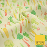 Watercolour Vegetable Veggie Patch 5 A Day Digital Print 100% Cotton Fabric 8222