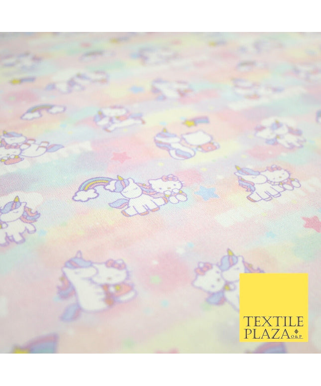 HELLO KITTY Unicorn Pastel Rainbow Star Digital Print 100% Cotton Fabric 8217