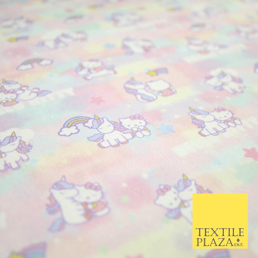 HELLO KITTY Unicorn Pastel Rainbow Star Digital Print 100% Cotton Fabric 8217