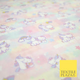 HELLO KITTY Unicorn Pastel Rainbow Star Digital Print 100% Cotton Fabric 8217