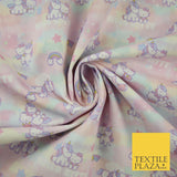 HELLO KITTY Unicorn Pastel Rainbow Star Digital Print 100% Cotton Fabric 8217