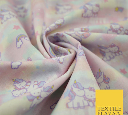 HELLO KITTY Unicorn Pastel Rainbow Star Digital Print 100% Cotton Fabric 8217