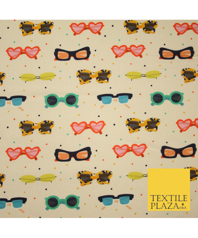 Peach Sunglasses Summer Sunnies Pin Dot Digital Print 100% Cotton Fabric 8220