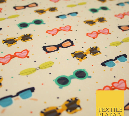 Peach Sunglasses Summer Sunnies Pin Dot Digital Print 100% Cotton Fabric 8220