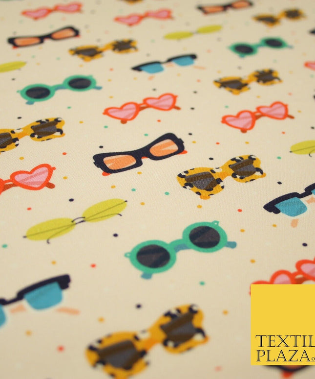 Peach Sunglasses Summer Sunnies Pin Dot Digital Print 100% Cotton Fabric 8220