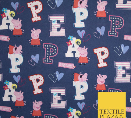 PEPPA PIG Patchwork Letters Hearts Digital Print 100% Cotton Fabric 59" 8214