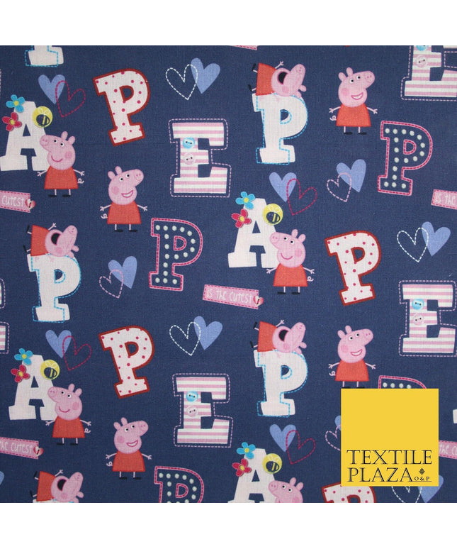 PEPPA PIG Patchwork Letters Hearts Digital Print 100% Cotton Fabric 59" 8214