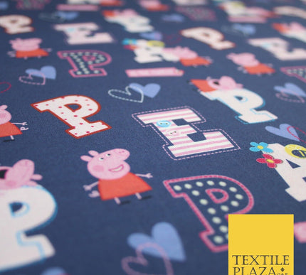 PEPPA PIG Patchwork Letters Hearts Digital Print 100% Cotton Fabric 59" 8214