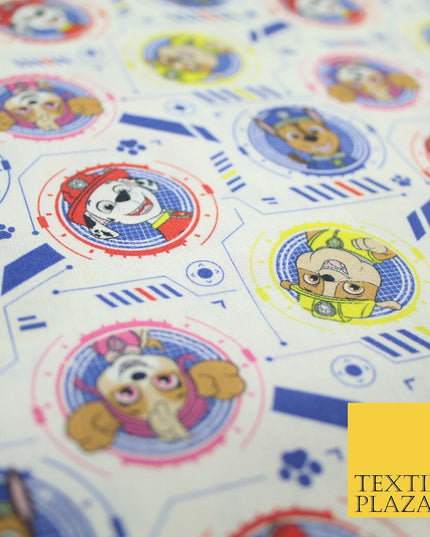 PAW PATROL Character Faces Techno Digital Print 100% Cotton Fabric 59" 8215