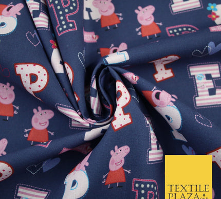 PEPPA PIG Patchwork Letters Hearts Digital Print 100% Cotton Fabric 59" 8214