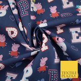 PEPPA PIG Patchwork Letters Hearts Digital Print 100% Cotton Fabric 59" 8214