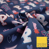 PEPPA PIG Patchwork Letters Hearts Digital Print 100% Cotton Fabric 59" 8214