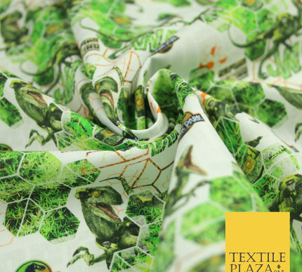 Jurassic Park Jungle Dinosaur Geometric Digital Print 100% Cotton Fabric 8213