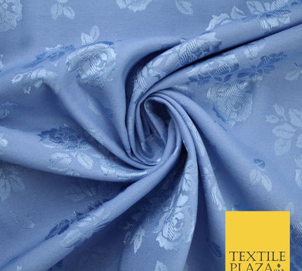 2 COLOURS - Floral Clusters Cotton Viscose Textured Jacquard Dress Fabric