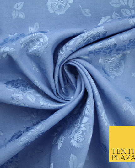 2 COLOURS - Floral Clusters Cotton Viscose Textured Jacquard Dress Fabric