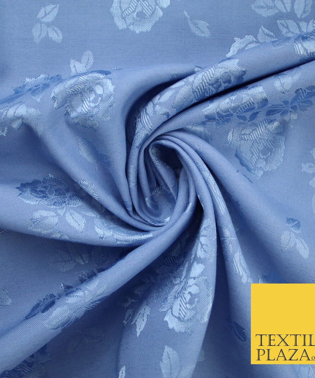 2 COLOURS - Floral Clusters Cotton Viscose Textured Jacquard Dress Fabric