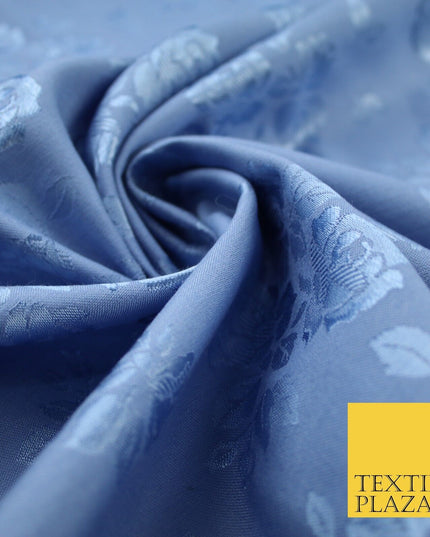 2 COLOURS - Floral Clusters Cotton Viscose Textured Jacquard Dress Fabric