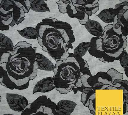 Monotone Floral Carnation Rose Flower 2 Way Brocade Jacquard Dress Fabric 8208