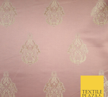 Dusty Mauve Ornamental Motif Satin Effect Brocade Jacquard Dress Fabric 8203