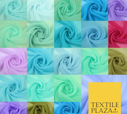 20 COLOURS - Premium Plain Dyed Chiffon Fine Soft Georgette Sheer Dress Fabric
