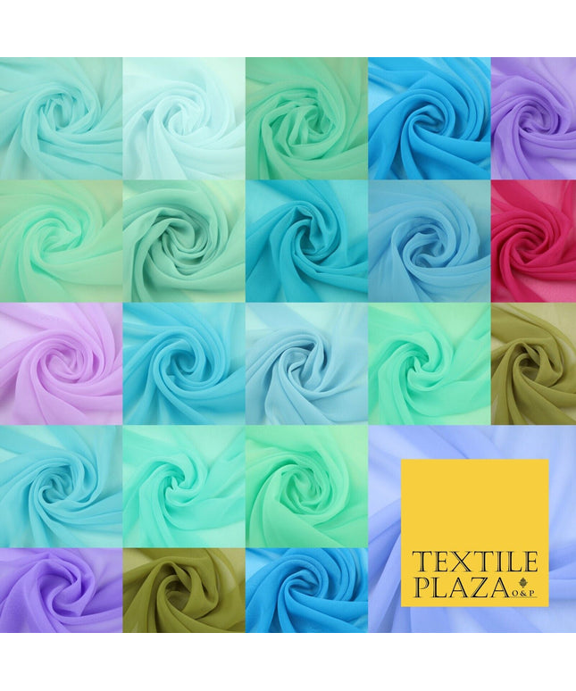 20 COLOURS - Premium Plain Dyed Chiffon Fine Soft Georgette Sheer Dress Fabric