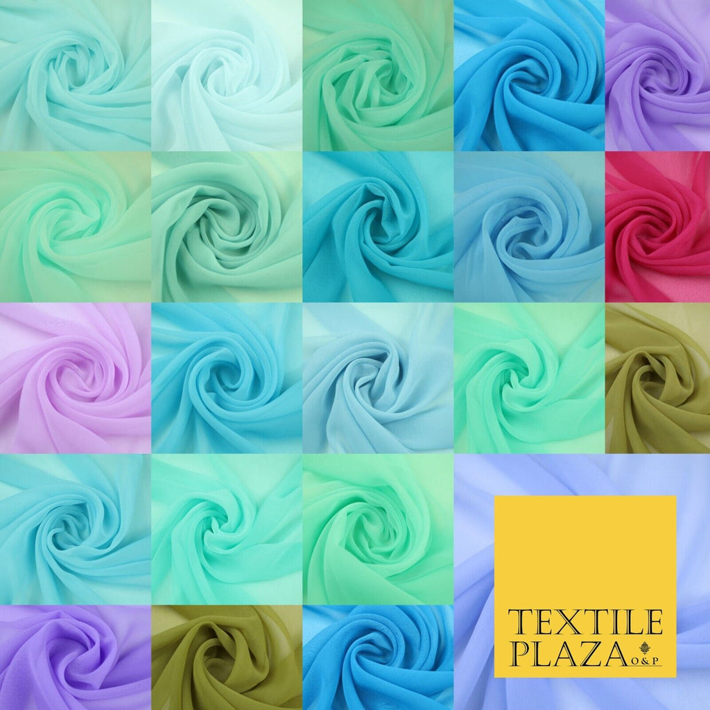 20 COLOURS - Premium Plain Dyed Chiffon Fine Soft Georgette Sheer Dress Fabric