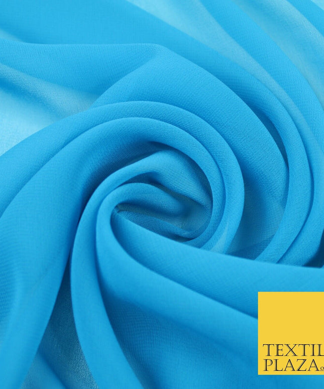 20 COLOURS - Premium Plain Dyed Chiffon Fine Soft Georgette Sheer Dress Fabric