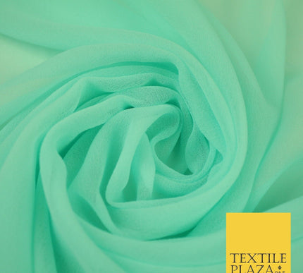 20 COLOURS - Premium Plain Dyed Chiffon Fine Soft Georgette Sheer Dress Fabric