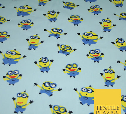 White Blue Cheeky DESPICABLE ME MINIONS Novelty Digital Print 100% Cotton Fabric