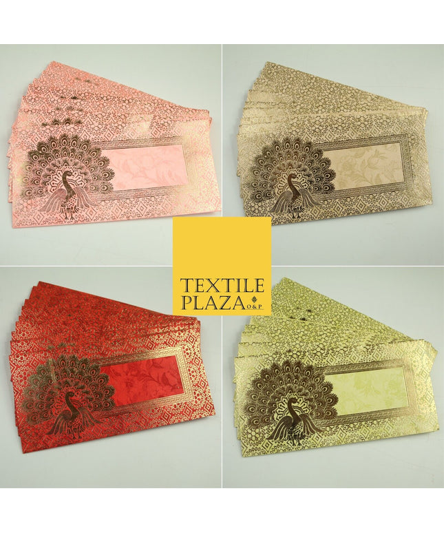 10 x Peacock Shagun Envelope Money Gift Cash Wallets Salami Eid Diwali Wedding