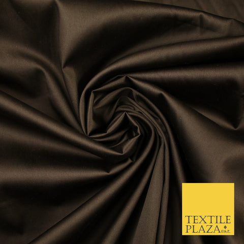 Chocolate Brown Luxury Fine Sheen 2 Way Stretch Cotton Sateen Dress Fabric 8257
