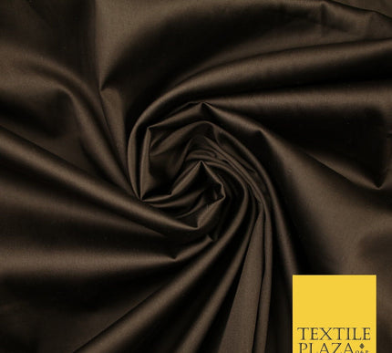 Chocolate Brown Luxury Fine Sheen 2 Way Stretch Cotton Sateen Dress Fabric 8257