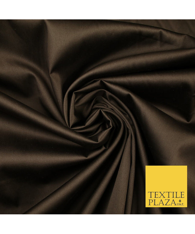 Chocolate Brown Luxury Fine Sheen 2 Way Stretch Cotton Sateen Dress Fabric 8257