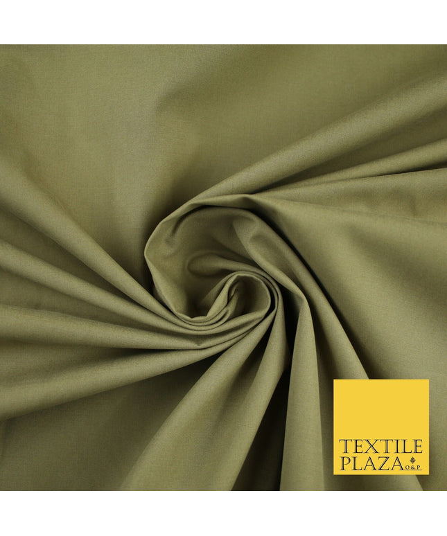 Light Khaki Green Smooth Crisp 100% Cotton Fabric Dress Shirt Material 58" 8256