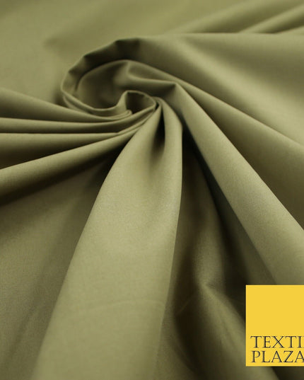 Light Khaki Green Smooth Crisp 100% Cotton Fabric Dress Shirt Material 58" 8256