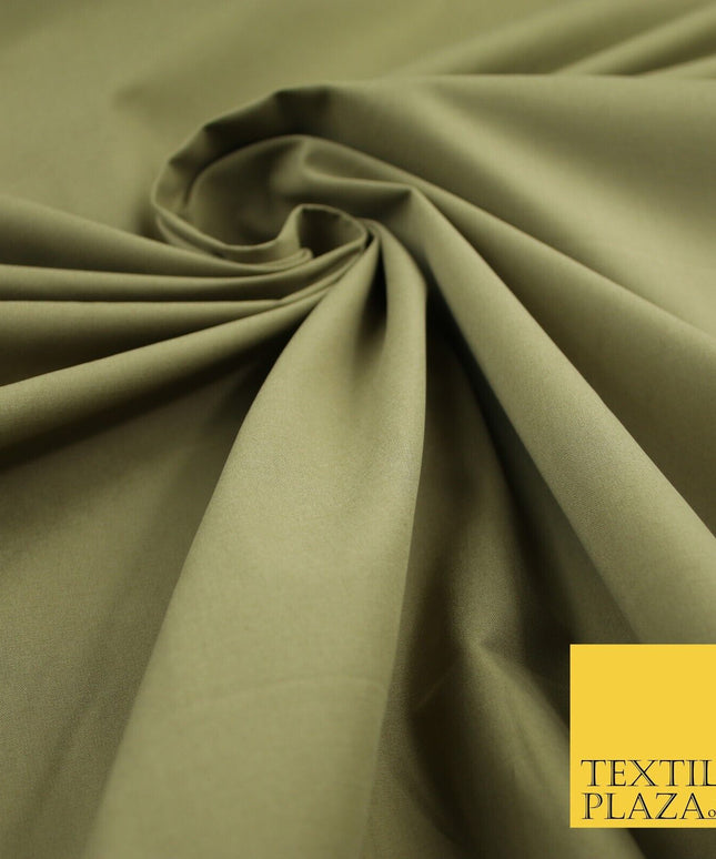 Light Khaki Green Smooth Crisp 100% Cotton Fabric Dress Shirt Material 58" 8256