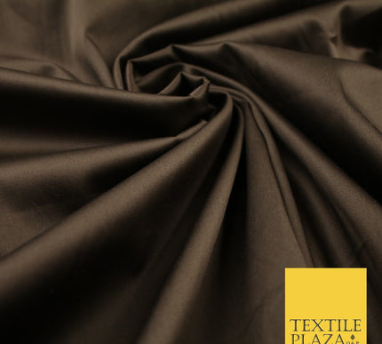 Chocolate Brown Luxury Fine Sheen 2 Way Stretch Cotton Sateen Dress Fabric 8257