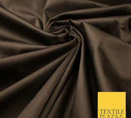 Chocolate Brown Luxury Fine Sheen 2 Way Stretch Cotton Sateen Dress Fabric 8257