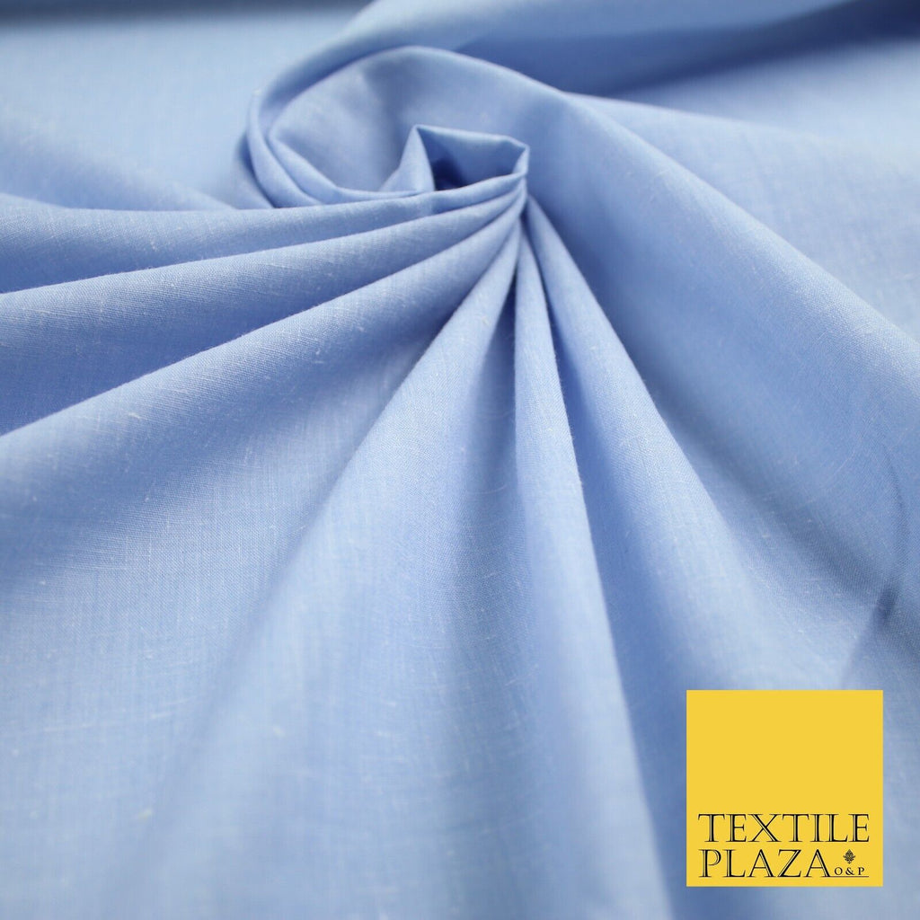 Light Denim Blue Soft Slubbed 100% Pure Cotton Fabric Dress Material 44" 8244